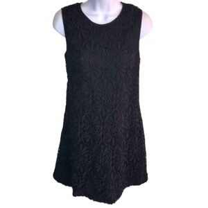 Adrianna Papell black floral embroidered lace overlay lined dress size 2 in EUC